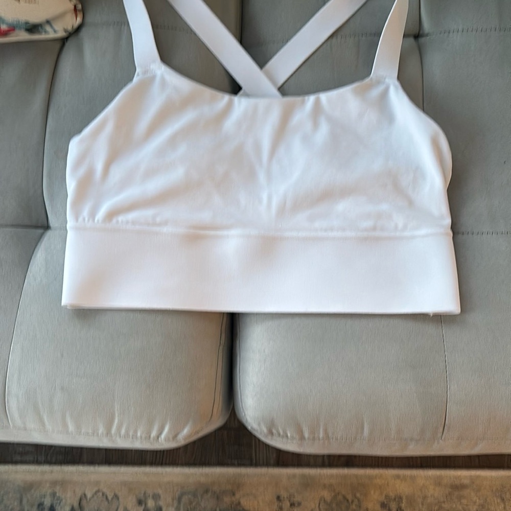 White Cross-Back Sports Bra